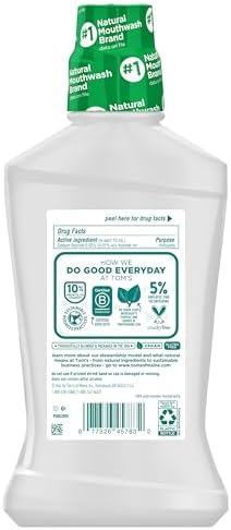 Tom's Of Maine Whole Care Natural Fluoride Mouthwash, Fresh Mint, 16 Oz (Pack of 3) (Packaging May Vary)