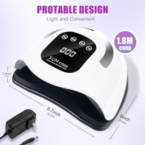 Wisdompark 320W UV LED Nail Lamp, Nail Dryer for Gel Polish with 72Pcs Lamp Beads and Automatic Sensor/4 Timer Setting Professional Nail Art Tools (Black)