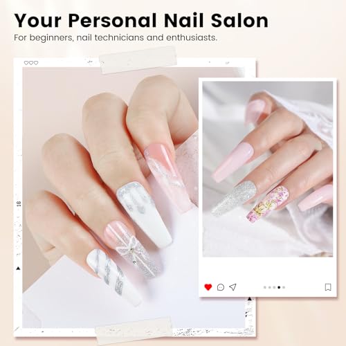 Acrylic Nail Kit for Beginners: Monomer Acrylic Nail Liquid Powder with Practice Hand U V Light Drill French Tips for Nail Starters with Everything Home Salon Gift Set
