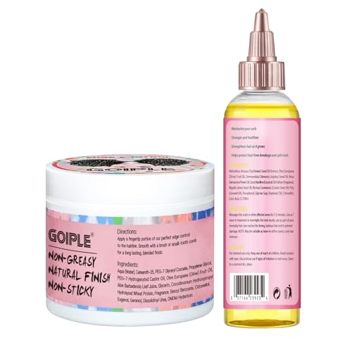 Edge Control Wax for Women Strong Hold - Edge Smoother Edge Wax Styling Tamer Edge Control Wax for Black Hair - Rose & Castor Hair Oil for Hair Growth Strengthening Hair Oil Briad Bonnet Brush Set