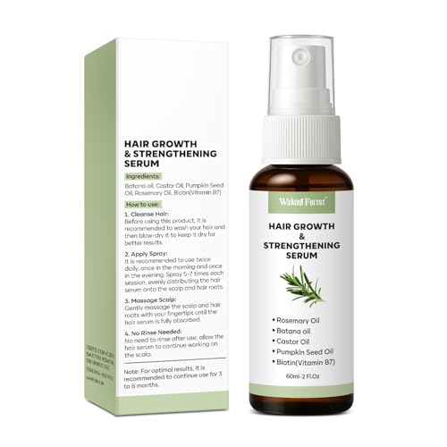 Rosemary Oil Hair Growth Spray, Thickening Hair & Scalp Serum, Nourishing Formula with Castor, Batana, Biotin for Hair Growth, Promotes Fuller Follicles for Women & Men – All Hair Types (2 Oz, 1 Pack)