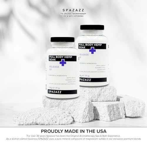 Spazazz Full Body Hemp Soak - 1000mg Hemp - Spa Hot Tub & Bath Aromatherapy Bath Salt Crystals - 538g/19oz (Release 22)