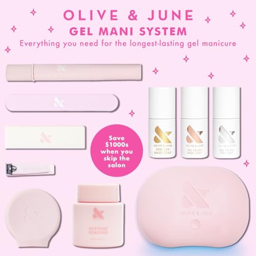 Olive & June Gel Polish Base Coat | Longest-Lasting Formula | Up to 21 Days of Wear | Damage-Free Removal | Salon-Quality Manicure, Pedicure at Home | Vegan, HEMA-Free, Cruelty-Free