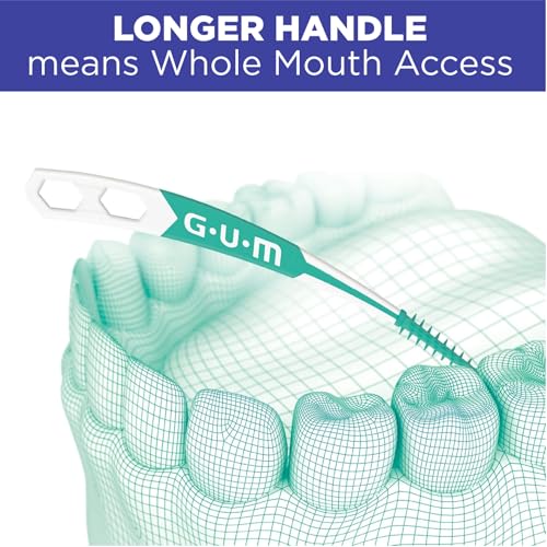 GUM Soft-Picks Advanced, Easy to Use Dental Picks for Teeth Cleaning Health, Disposable Interdental Brushes with Convenient Carry Case, Dentist Recommended Dental Picks, 90 Count (Pack of 3)