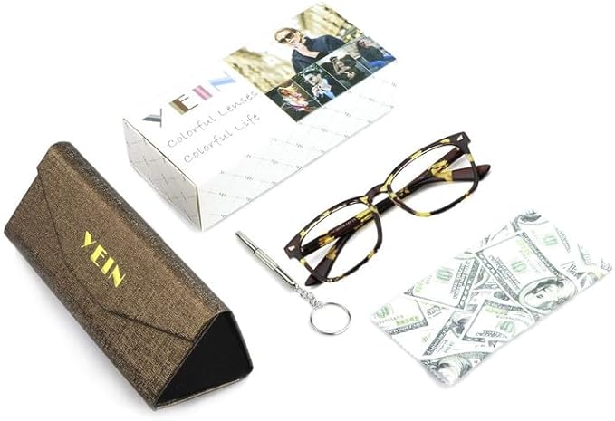 YEIN Bifocal Reading Glasses with Blue Light Blocking Lenses, Bifocal Reader for Women and Men, Vintage Square frame with Spring Hinge (+0.75/+3.50 magnification)
