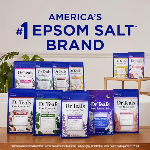Dr Teal's Pure Epsom Salt Stress Relief with Ginseng & Ginger Essential Oils, 3 lbs (Pack of 4)