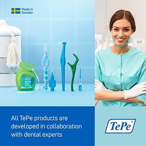 TePe Interdental Brush Angle, Angled Dental Brush for Teeth Cleaning, Pack of 25, 0.45 mm, Extra-Small/Small Gaps, Orange, Size 1