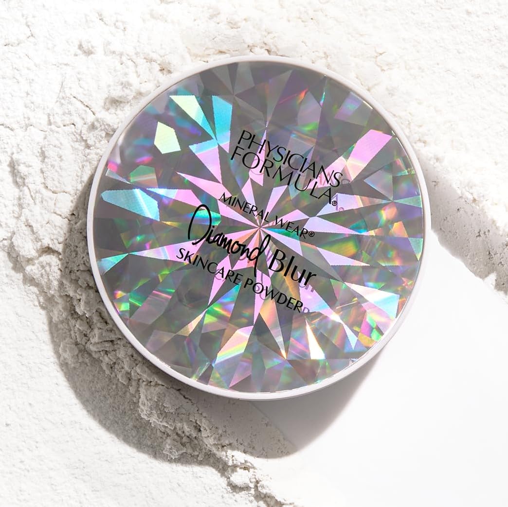 Physicians Formula Mineral Wear®Diamond Blur Skincare Cushion Powder, Blurring & Pore Diffusing Long Lasting Matte Finish Face Powder, Talc-Free- Translucent