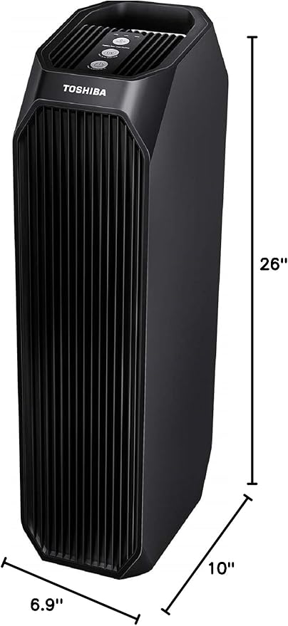 Toshiba Air Purifier CAF-W36USW UV Light Sanitizer, Designed for Smoke, Dust, Odors, Pollen and Pet Hair for Home, Office, Bedroom, Black
