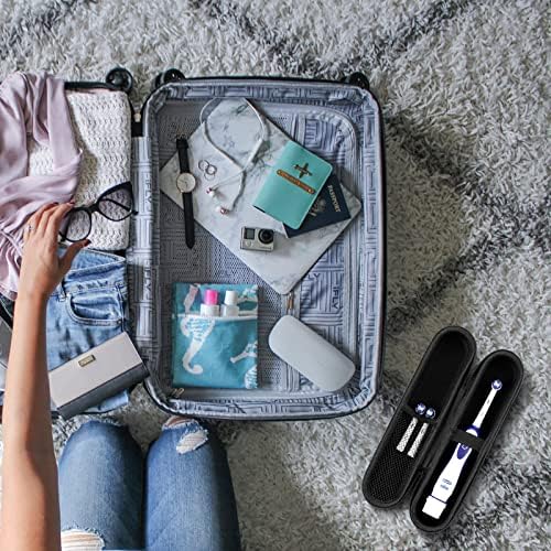 Travel Electric Toothbrush Case, Portable Container Holder Storage Box, PU Travel Case Compatible With Oral-B Pro 1500 8000, Philips 4100, 5100 6100, 9900 (Black PU 1pack)