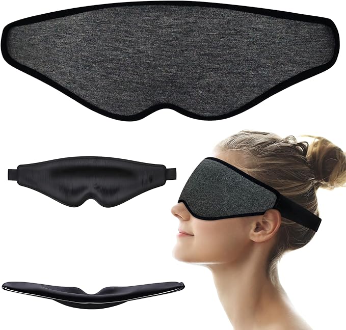 3D Sleep Mask – Enhanced Light Blocking Design with Pressure-Free Fit, Perfect for Travel, Nap & Night Shifts (Dark Gray)