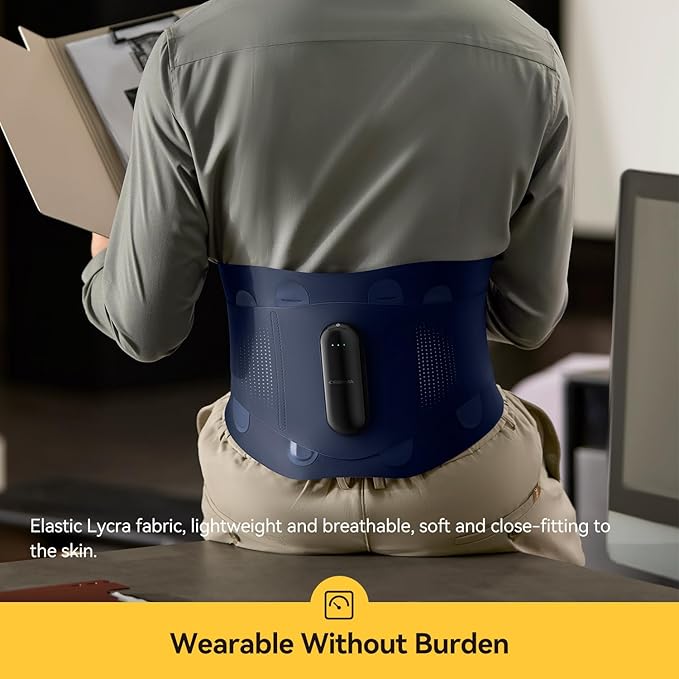 Deerma Heating Pad for Back,Christmas Gifts,Cordless Rechargeable Lower Back Heating Pad Muscle Relief Portable Heated Wearable Back Support Brace with Light Vibrating for Back Relief Period Cramps