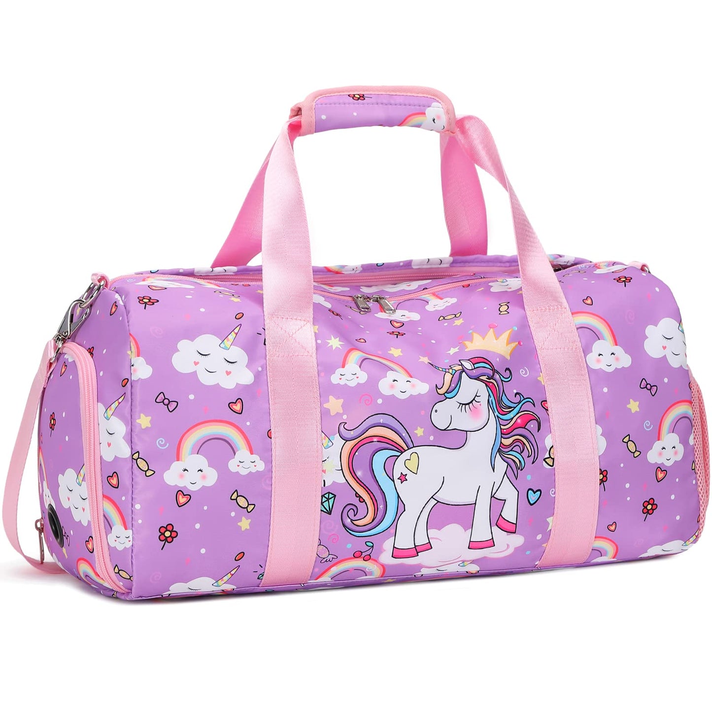 Sports Duffel for Girls Dance Bag Duffle Bag Teen Girls Gymnastics Bag Overnight Weekender Bag Teen Gym Bag Travel Duffle Sleepover Carry On Bag Ballet Bag with Shoe Compartments