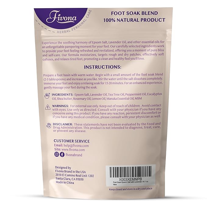 Fivona Foot Care Kit 3 in 1 - Foot Soak Blend with Epsom Salt, Lavender and Essential Oils - Collapsible Foot Soak Basin - Dual Action Foot File
