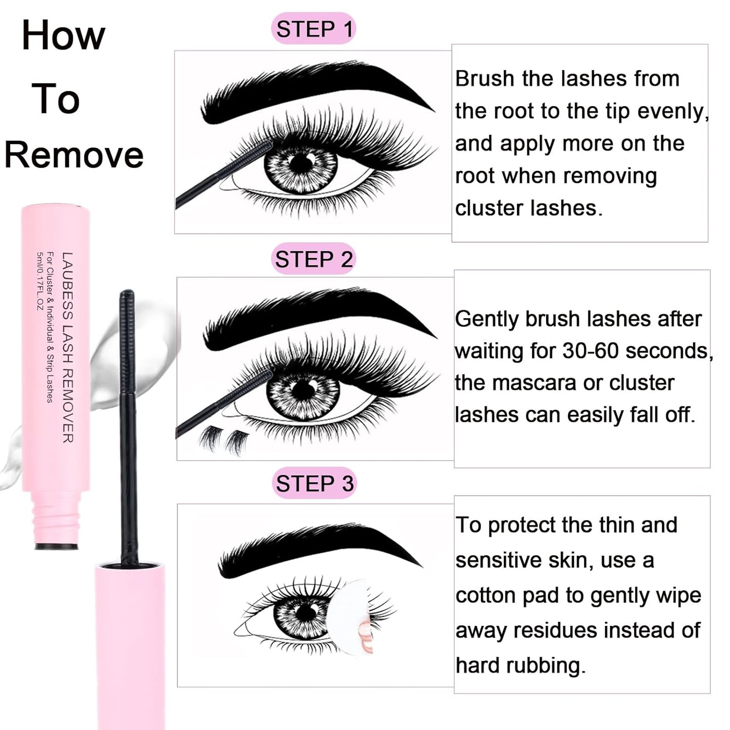 Lash Clusters Kit LAUBESS DIY Lash Extension Kit Lash Bond and Seal Waterproof Lash Glue Remover Tweezers Brush Cluster Eyelash Extensions Kit Eyelash Clusters (Kit 40D-D-Mix14-18(0.05)
