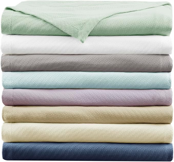 Madison Park Liquid Cotton Luxury Blanket Premium Soft Cozy 100% Ring Spun Cotton For Bed , Couch or Sofa, King, Linen