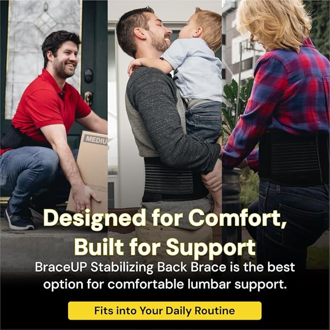 BraceUP Back Support Belt for Men and Women - Breathable Waist Lumbar Support Lower Back Brace for Sciatica, Herniated Disc, Scoliosis Lower Back Pain Relief, with Dual Adjustable Straps (XXL)