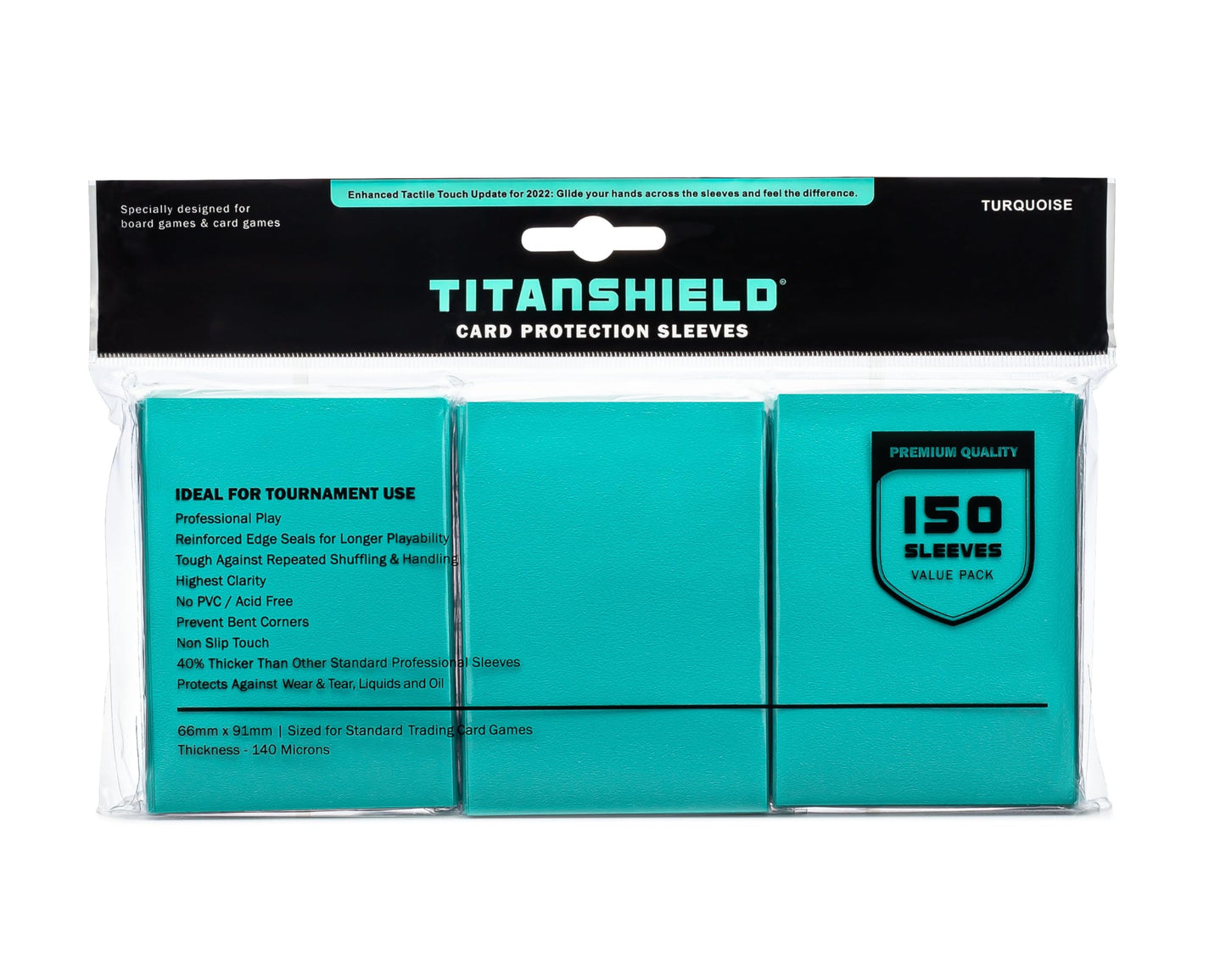 TitanShield (150 Sleeves/Turquoise Standard Size Board Game Trading Card Sleeves Deck Protector for MTG, Dropmix