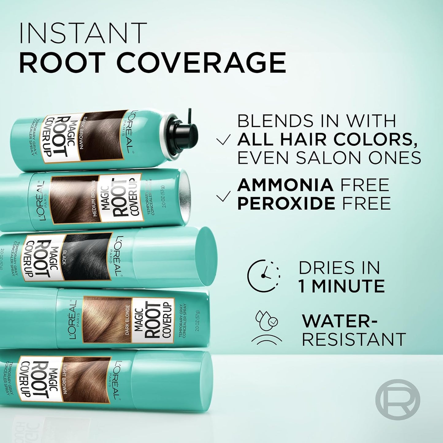 L'Oreal Paris Magic Root Cover Up Gray Concealer Spray Medium Brown 4 oz (2 pack)