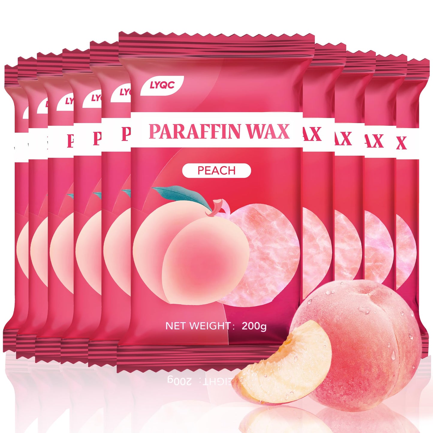 LYQC Paraffin Wax Refill, 10 packs of Paraffin Bath Wax for Hands and Feet for relief of stiff muscles and arthritic pain - deeply moisturises and protects the skin of the hands and feet (Peach)