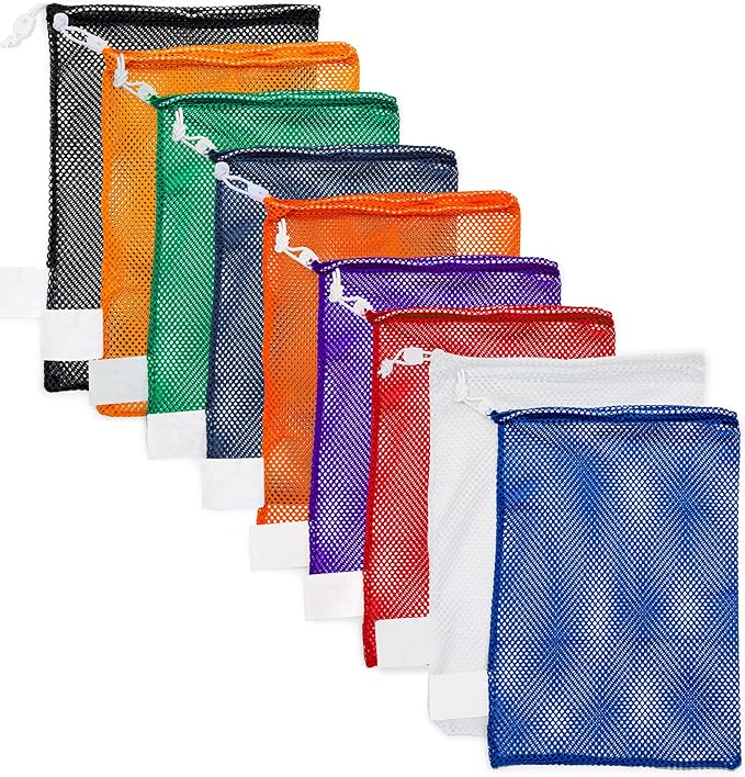 Champion Sports Mesh Equipment Bag – Heavy-Duty Nylon Drawstring Bag with Lock & ID Tag, Breathable Storage Sack for Balls, Swim Gear, Laundry & Toys, Multiple Sizes & Colors