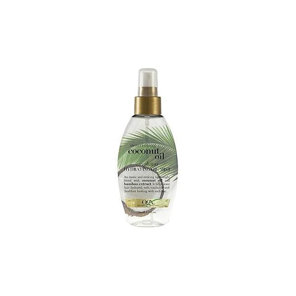 OGX Nourishing + Coconut Oil Weightless Hydrating Hair Mist, Lightweight Leave-In Treatment with & Bamboo Extract, Paraben Sulfate Surfactant-Free, 4 Fl Oz