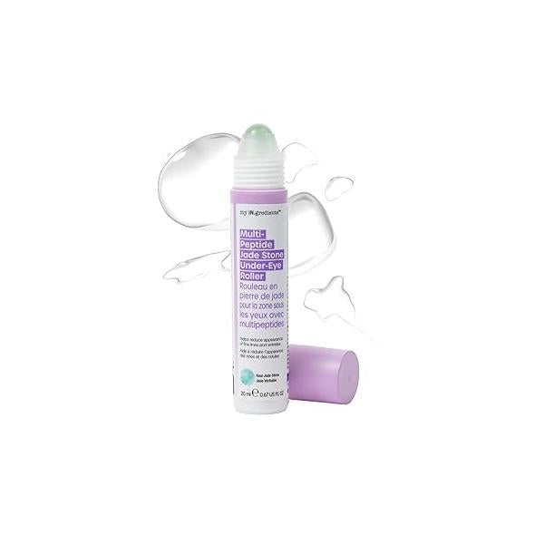 masque BAR My Ingredients Hydrating Under Eye Serum with 360° Jade Stone Roller, Multi-peptides & Hyaluronic Acid Treats Puffiness, Dark Circles- Instant Wrinkle Remover -Korean Skincare-20ml