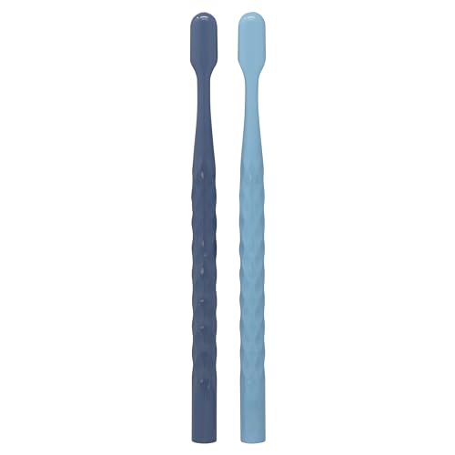 Oral-B Brilliance Premium Whitening Toothbrush with Plaque Eraser, Medium, Sky Blue and Gray, 2 Count
