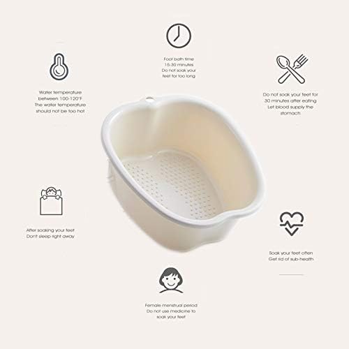 Foot Soaking Bath Basin: Plastic Foot Spa Basin for Soaking Feet - Foot Soaking Tub with Massage Dots - Roomy Foot Soak Bucket for Water Spa and Foot Massage (White)