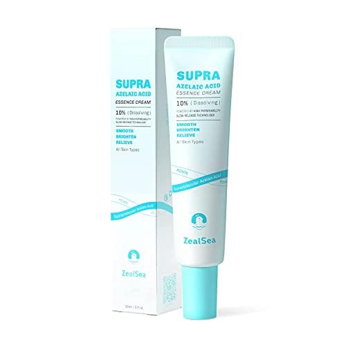 ZealSea 10% Azelaic Acid Facial Cream - Azelaic Acid Serum with AHA for Face, Relief Pimple, Breakouts, Blackhead & Redness, Azelaic Acid Gel Clarify Skin Soothe Irritation, 0.34 Oz Travel Size