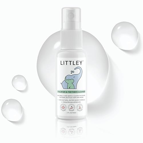 Littley Pacifier & Teether Cleaner with Hypochlorous Acid, Non-Toxic & Alcohol-Free, Gentle Formula for Cleaning Baby & Toddler Essentials, 2oz Travel-Size Spray Bottle