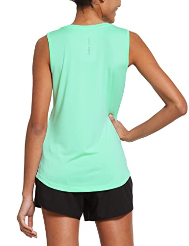BALEAF Women's Sleeveless Workout Shirts Exercise Running Tank Tops Active Gym Tops White Size XS
