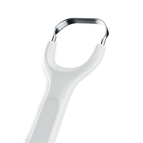 Venneir® Tongue Scraper with Travel Case, Oral Glide Pro–Bad Breath Treatment, Medical-Grade Stainless Steel– for Adults & Kids. 100% Rustproof, Sleek & Effective Design (Slate White)