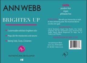 Brighten Up Exfoliator - All Natural Scrub for Face, Antioxidant and Circulation Stimulator Anti-Oxidants Improves Skin Texture, Unclogs Pores, Great for acne, breakouts & softening skin