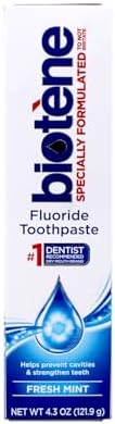 Biotene Fluoride Toothpaste Gentle Formula Fresh Mint, 4.3 Ounce (Pack of 2)
