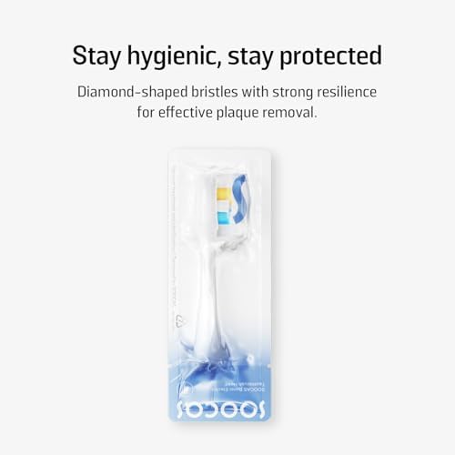 Soocas NEOS II Multiclean Electric Toothbrush Replacement Heads, 2 Brush Heads, Pearl White