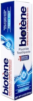 Biotene Fluoride Toothpaste Gentle Formula Fresh Mint, 4.3 Ounce (Pack of 2)