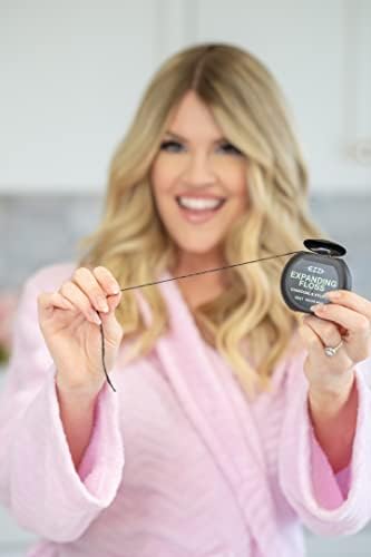Woven Expanding Dental Floss | Fluffy & Textured w/Charcoal & Xylitol to Optimally Clean Gums | Mint | Thick & 109 Yards