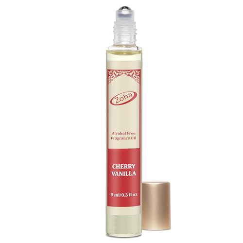 Zoha Cherry Vanilla - Cherry Perfume for Women and Men, Alcohol Free Perfume Oil Roll On, Natural Clean Travel Size Parfum, 9ml Roller
