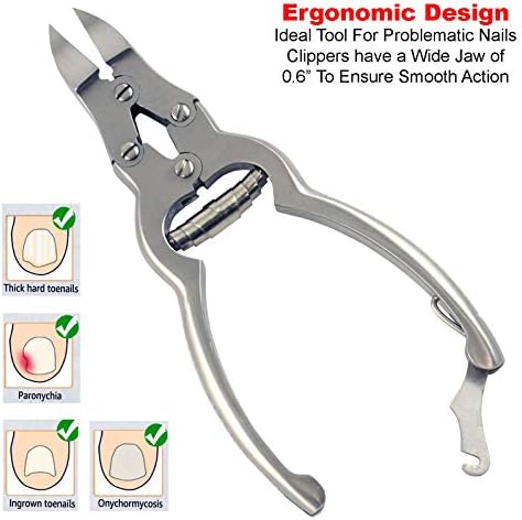 Toenail Clippers for Thick Ingrown Toenails - Professional Podiatry Nail Cutter Fingernail Clipper Trimmer Heavy Duty Surgical Grade Stainless Steel Men Seniors Adults Podiatrist Tool Krisp Beauty