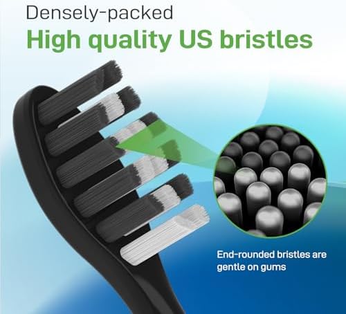 Toothbrush Heads Replacement Compatible with Gleem Electric Toothbrush - Brush Heads Refills Compatible with Gleem, Black, 10 Count