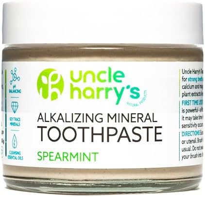 Uncle Harry's Spearmint Remineralizing Toothpaste | Natural Whitening Tooth Paste Freshens Breath & Promotes Enamel | Vegan Fluoride Free Toothpaste (2 Pack)