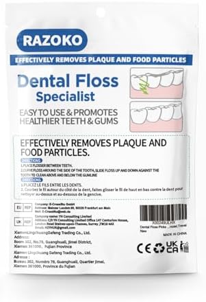 RAZOKO Dental Floss Picks High Pull Toothpicks Sticks,Professional Clean Floss Picks,Unflavored Disposable Flossers Refill Pack 500Pcs