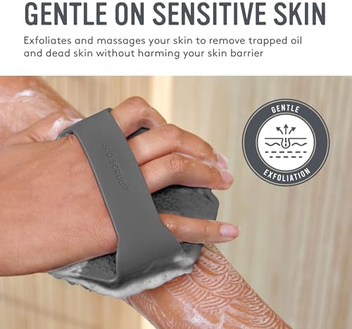 Sud Scrub® Antimicrobial Silicone Body Scrubber, Exfoliating Body Scrubber for Sensitive Skin, Eco Friendly Shower Scrubber for Body, Silicone Body Brush for Showering, Charcoal
