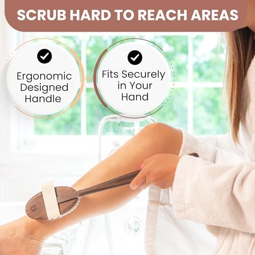 Made in Germany Since 1869 - Frist Cut 100% Boar Bristle Body Brush, Gently Exfoliates Skin for a Softer, Smoother Complexion, Dry Brush Body Scrubber Helps Promote Circulation for a Healthy Glow