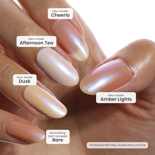 LONDONTOWN Nail Polish/Topper - Chrome Glaze - Enhanced Color Long Lasting Top Nail Coat Gel-free Shine Nail Look, 0.4 oz