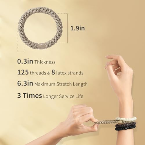 EVITA PERONI Hair Ties 12 Pcs Set, High Elastic Ponytail Holders, Hair Ties No Damage, Elastic Ties for Thick Hair Women Men, Valentines Day Gifts (Black, Brown, Orange, Apricot)