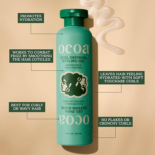 OCOA Beauty Curl Defining Styling Gel with Flaxseed, Mango Butter & Hibiscus - Hydrates, Defines, and Controls Frizz for Soft, Touchable Curls, 8 oz