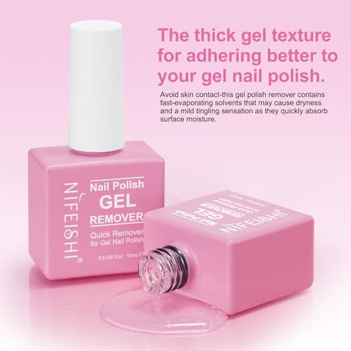 Gel Nail Polish Remover, (2PCS) Professional Gel Polish Remover for Nails, No Need for Foil, Quick & Easy Polish Remover In 2-5 Minutes, 0.5 Fl Oz