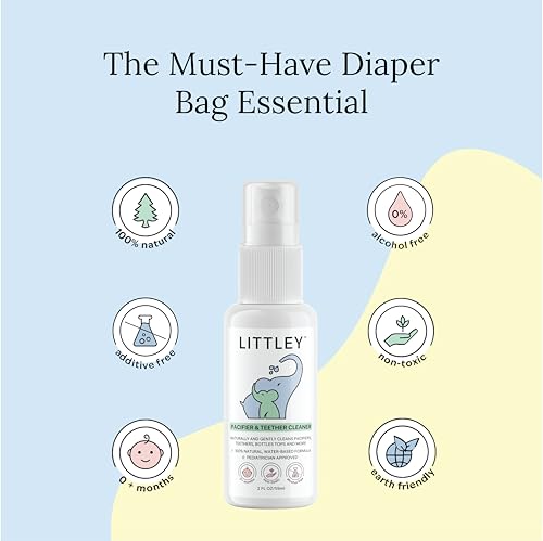 Littley Pacifier & Teether Cleaner with Hypochlorous Acid, Non-Toxic & Alcohol-Free, Gentle Formula for Cleaning Baby & Toddler Essentials, 2oz Travel-Size Spray Bottle